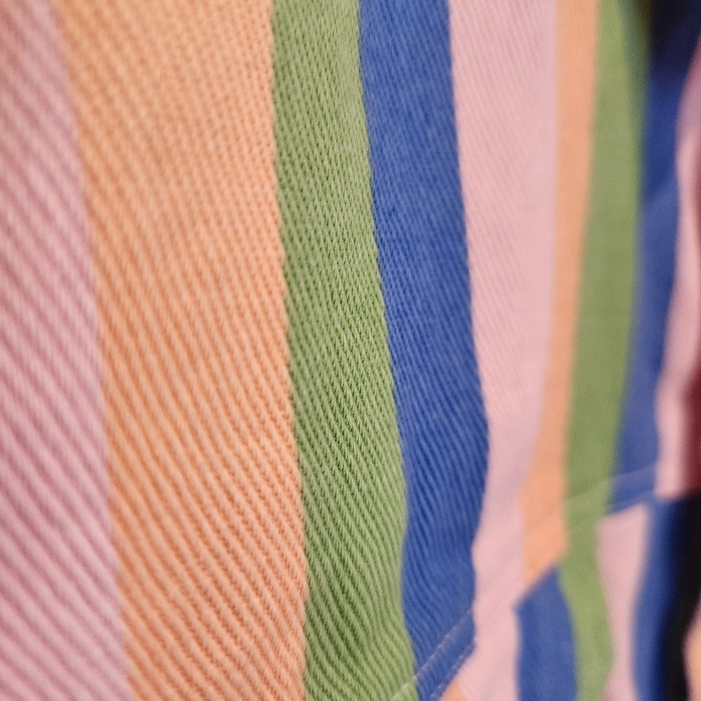 DAISY STREET CROPPED MULTI COLOR STRIPE ALL COTTON TRUCKER JACKET SIZE MEDIUM - Picture 7 of 12
